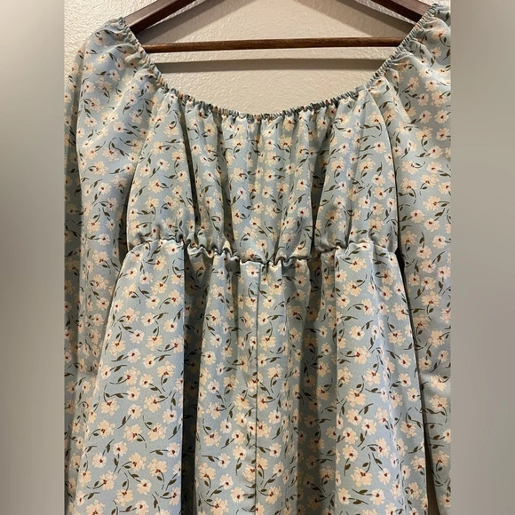 LiIy Rose Mint Green Long Sleeve Ditsy Floral Dress Size Juniors Large - Picture 10 of 10